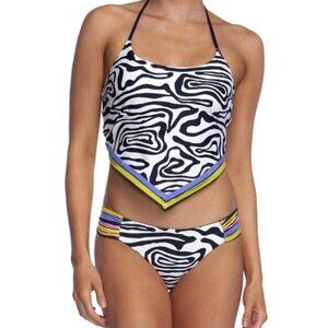 Trina Turk Zebra Print Halter Tankini Set - Top sz12/M - Bottom sz12/M NWT